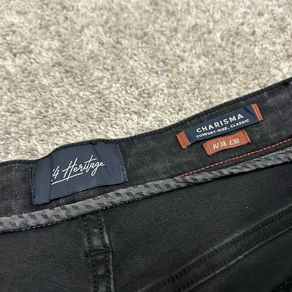 34 Heritage Charisma Comfort Rise Classic Jeans Mens 38X30 Black Denim Dark Wash